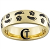 7mm Gold Dome Tungsten Carbide Foot & Paw Print Design