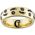 7mm Gold Dome Tungsten Carbide Foot & Paw Print Design