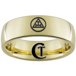 7mm Gold Dome Tungsten Carbide Masonic Design