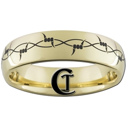 7mm Gold Dome Tungsten Carbide Barbwire Ring Design.