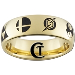 7mm Gold Dome Tungsten Carbide Laser Super Smash Bros. Design