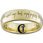 7mm Gold Dome Tungsten Carbide Laser LOTR Love Poem Design