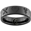 7mm Black Pipe Tungsten Carbide Black Lasered Kingdom Hearts Symbols Design