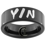 7mm Black Pipe Tungsten Carbide Yin & Infinity Symbol Design