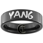 7mm Black Pipe Tungsten Carbide Yang & Infinity Symbol Design