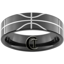 7mm Black Pipe Tungsten Carbide Basketball Design