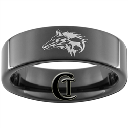 7mm Black Pipe Tungsten Legend of Zelda Link Wolf Designed Polished Ring