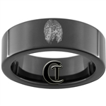 7mm Black Pipe Tungsten Carbide Fingerprint Design