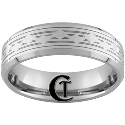 8mm Beveled Tungsten Carbide Greek Key Design