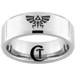 8mm Beveled Tungsten Carbide Zelda Skyward Sword Design