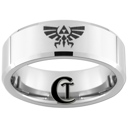 8mm Beveled Tungsten Carbide Zelda Skyward Sword Design