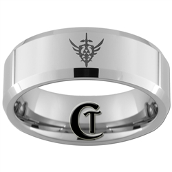 8mm Beveled Tungsten Carbide Zelda Design