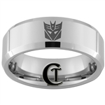 8mm Beveled Tungsten Carbide Transformers Decepticon Design