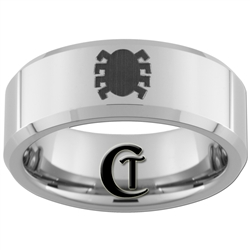 8mm Beveled Tungsten Carbide Spiderman Design