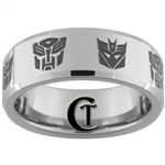 8mm Beveled Tungsten Autobot Decepticon Designed Ring