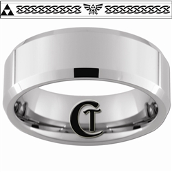 8mm Beveled Tungsten Carbide Zelda Skyward Sword Triforce Design