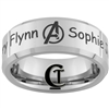 8mm Beveled Tungsten Carbide Avengers & Names Design