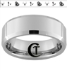 8mm Beveled Tungsten Carbide Buck Duck and Turkey Design Ring.