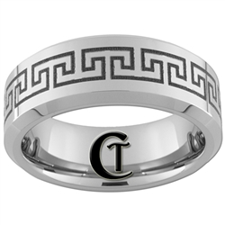 8mm Beveled Tungsten Carbide Greek Key Design