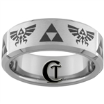 8mm Beveled Tungsten Carbide Zelda Design