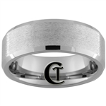 8mm Beveled Tungsten Carbide Stone Finish Ring