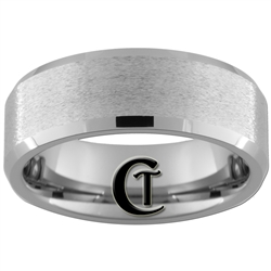 8mm Beveled Tungsten Carbide Stone Finish Ring