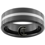 8mm Black Beveled Tungsten Carbide Lasered Line Design