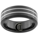 8mm Black Beveled Tungsten Carbide Laser Design