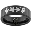 8mm Black Beveled Tungsten Carbide Street Fighter Design