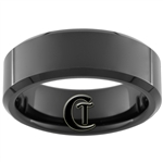 8mm Black Beveled Tungsten Carbide Ring