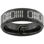 8mm Black Beveled Tungsten Carbide Laser Binary Code Design