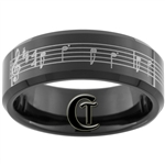 8mm Black Beveled Tungsten Carbide Laser Music Bar Design