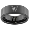 8mm Black Beveled Tungsten Carbide Spiderman Design