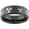 8mm Black Beveled Tungsten Carbide Biohazard Radioactive Design