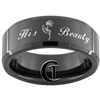 8mm Black Beveled Tungsten Carbide His Beauty Ring Design