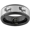 8mm Black Beveled Tungsten Carbide Colorado Buffalo Design