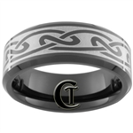 8mm Black Beveled Tungsten Carbide Celtic Design