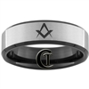 8mm Black Beveled Satin Finish Tungsten Carbide Masonic Design