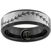 8mm Black Beveled Stoned Finish Tungsten Carbide Baseball Stitch Design