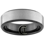 8mm Black Beveled Tungsten Carbide Stone Finish Ring