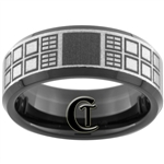 8mm Black Beveled Tungsten Carbide Doctor Who Tardis Design