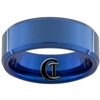 8mm Blue Beveled Tungsten Carbide Ring