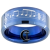 8mm Blue Beveled Tungsten Carbide Laser Music Bar Design