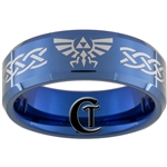 8mm Blue Beveled Tungsten Carbide Laser Legend of Zelda Design