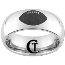 8mm Dome Tungsten Carbide Lasered Football Ring Design