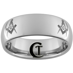 8mm Dome Tungsten Carbide Masonic Design