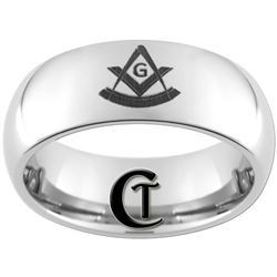 8mm Dome Tungsten Carbide Masonic Pastmasters Design