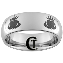 8mm Dome Tungsten Carbide Claddagh Design