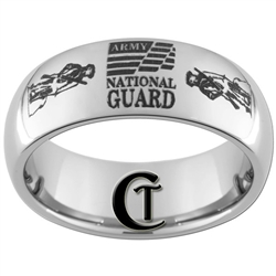 8mm Dome Tungsten Carbide Army National Guard Design Ring.