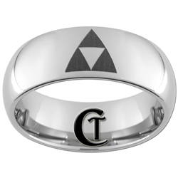 8mm Dome Tungsten Carbide Legend of Zelda Triforce Design